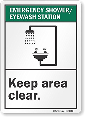 SmartSign תחנת מקלחת חירום/ריס משערה - שמור על שטח ברור שלט | אלומיניום 7 x 10